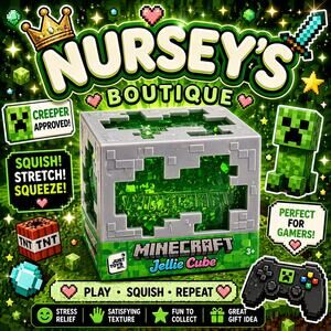 Minecraft Jellie Cube Green Squishy Toy Creeper Stress Toy